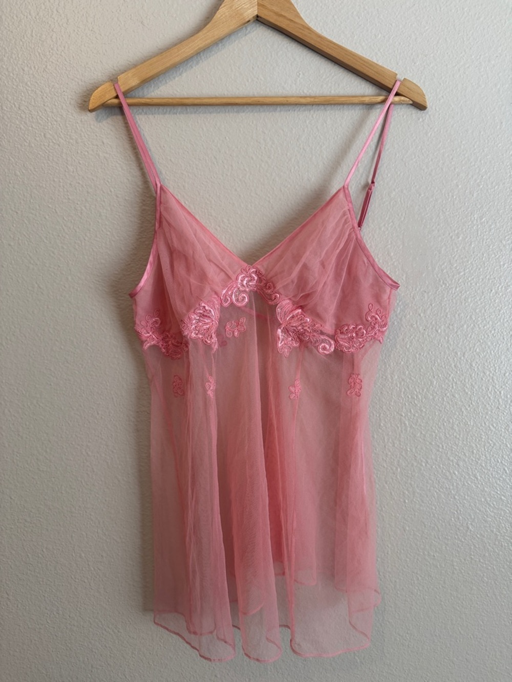 Vintage Victoria’s Secret Y2K Pink Sheer Mesh Babydoll Chemise S Coquette Fairy